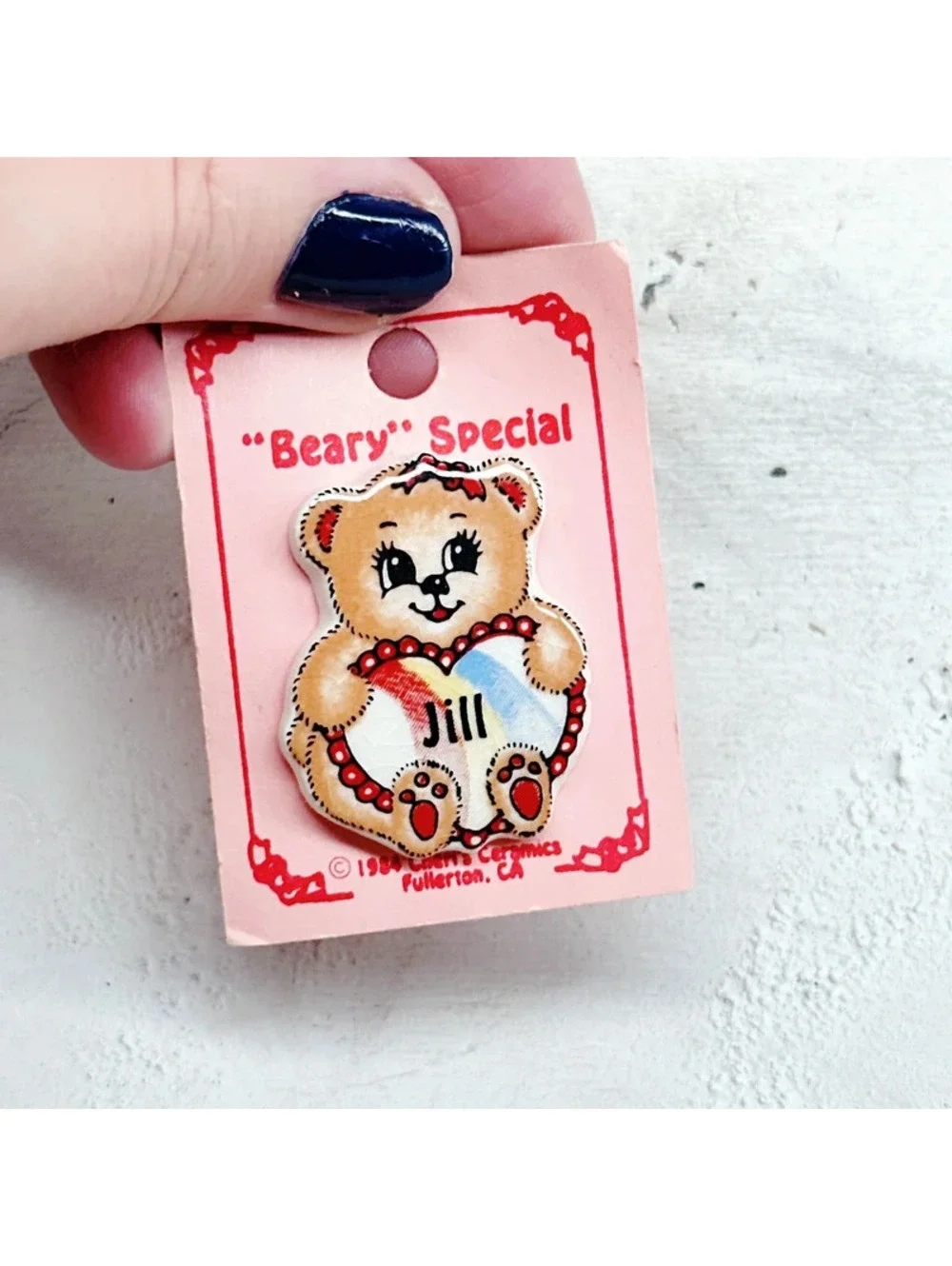 1063mc. Jill Personalized Bear Vintage Pin